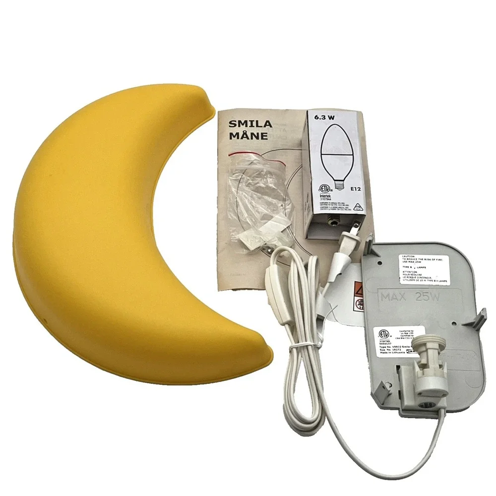 Ikea Smila Mane Smiling Moon Yellow Wall Lamp New Discontinued